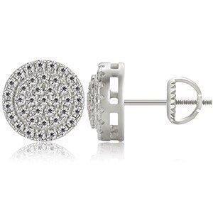 Genuine VVS Solid Sterling Silver Ice Cluster Hip Hop Earrings - CaratixJewelry